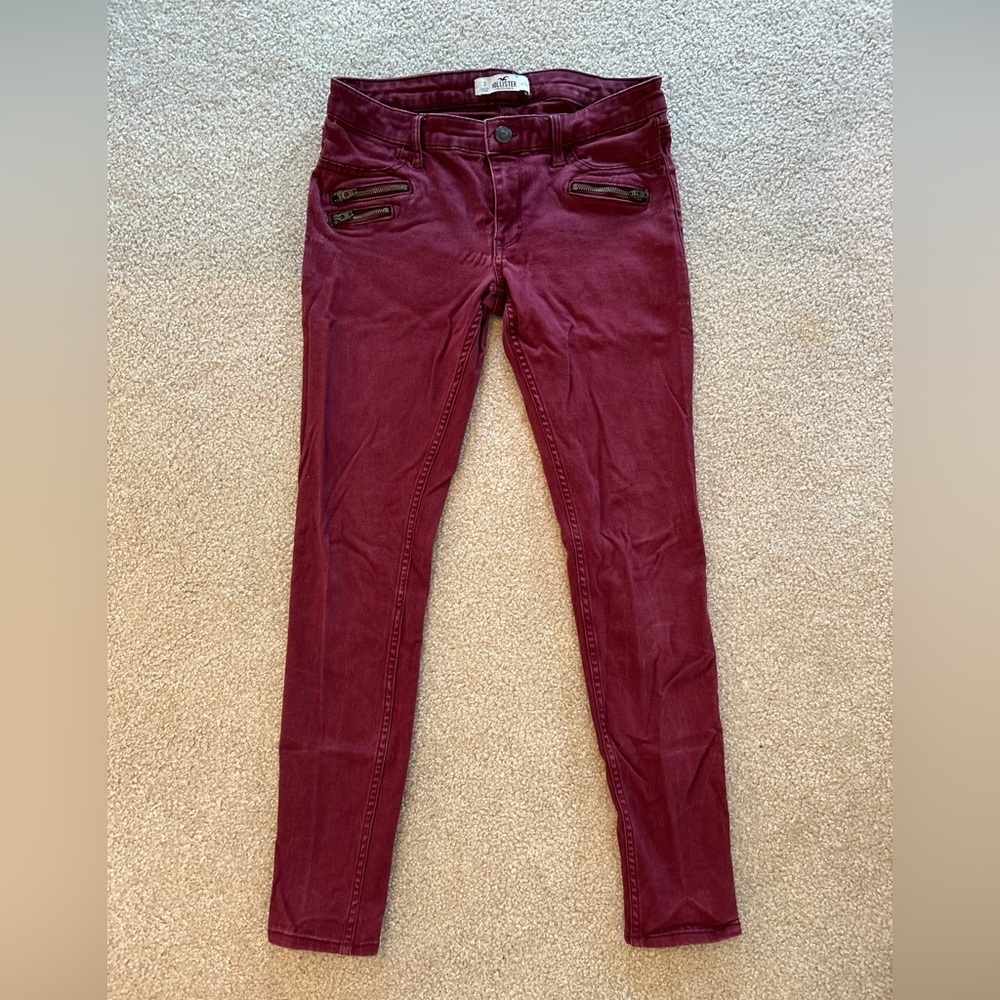 Hollister Red Jeans Women 26 3 Skinny Stretch Straight Leg Denim Pants Juniors